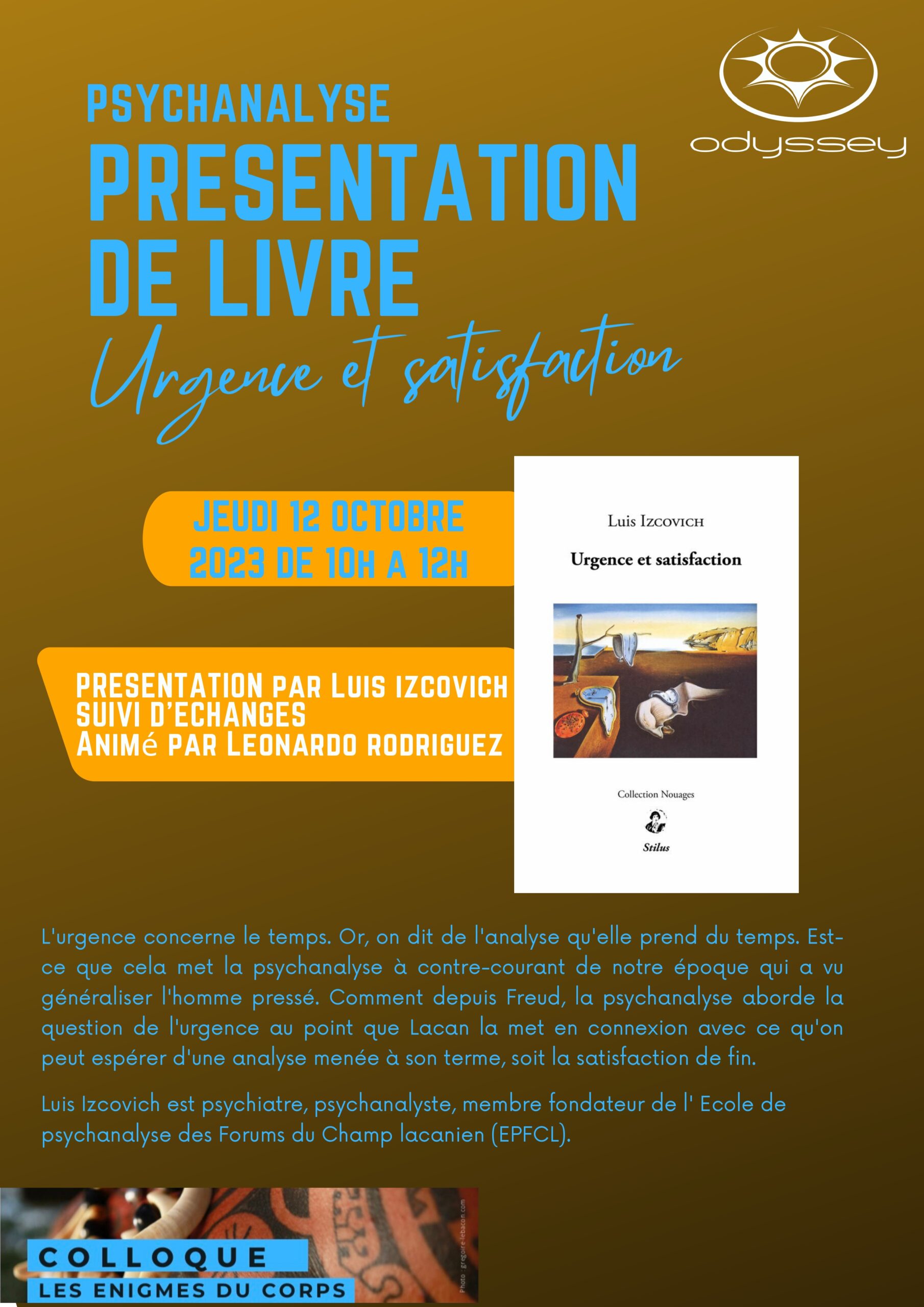 Présentation de « Urgence et satisfaction » suivi d’échanges